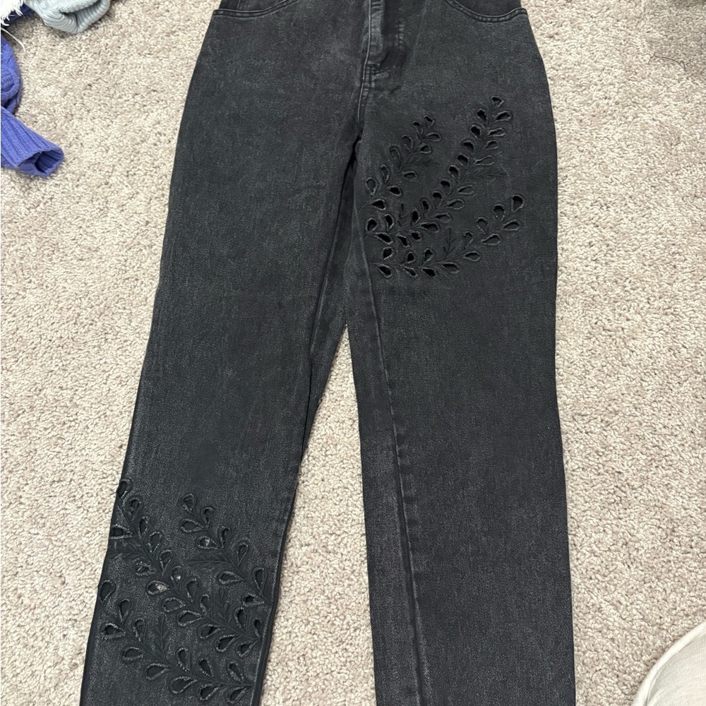 Leaf Pattern Women Jeans
